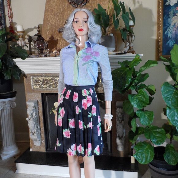 Moschino CheapandChic Blue Multi Cotton/Silk Pleated Dress Size US 4 - Picture 1 of 16